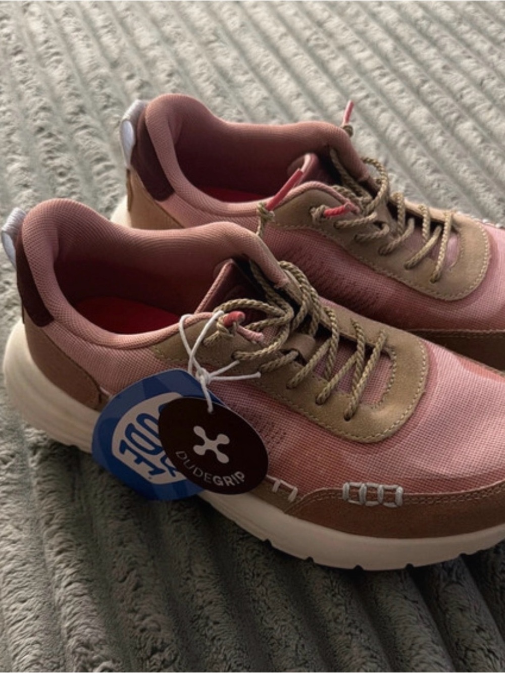 Hey Dude Pink and Tan Women's Casual Slip-On Sneakers